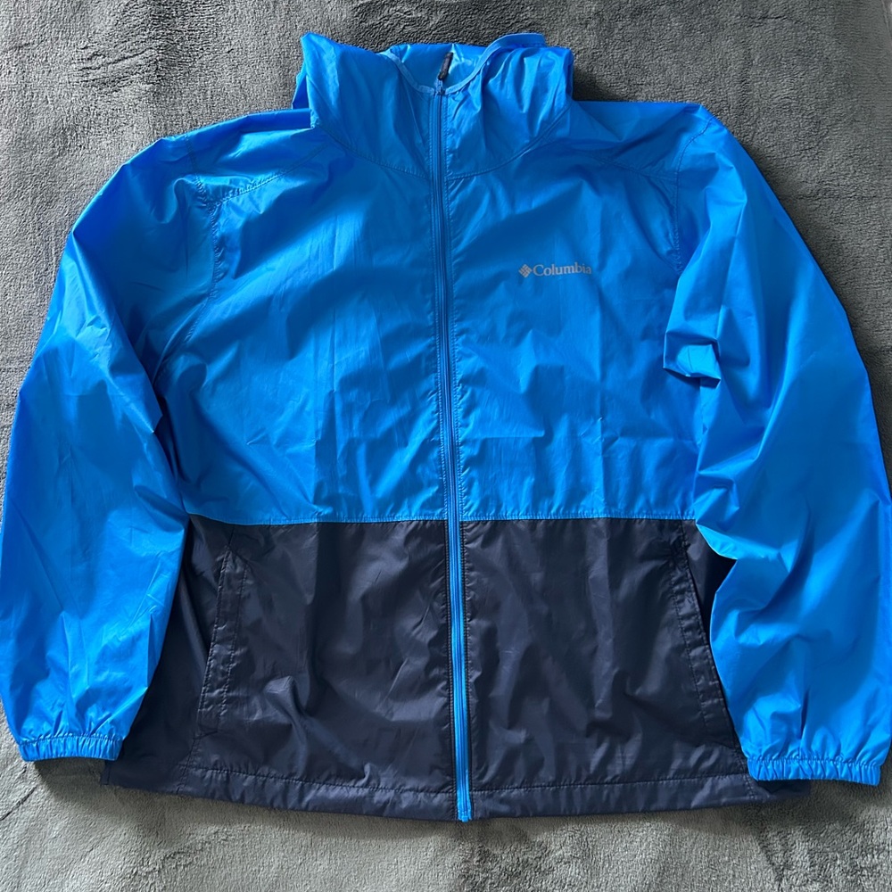 NWOT Columbia Men's Jacket Center Ridge Windbreaker Hooded Size XL Blue/Navy - Picture 7 of 13